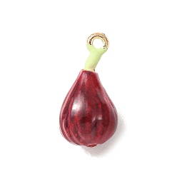 Fig Подвески из эмали и сплава, фруктовые прелести, золотые, фиговые подвески, 17.5x9x8.5 мм, отверстие : 1.4 мм