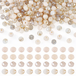 Античный Белый 200 шт 4 цвета стеклянные бусины, рондель, граненые, старинный белый, 8x6 мм, отверстие : 1 мм, 50 шт / цвет