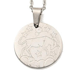 Taurus Non-Tarnish Constellation Pendant Necklaces, 201 Stainless Steel Cable Chain Necklaces, Taurus, 19.96 inch(50.7cm)
