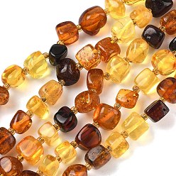 Янтарный Янтарные шарики нити, самородки, упавший камень, 4~11x5~7x3~6 мм, отверстие : 0.8~0.9 мм, 15.28''~15.55'' (38.8~39.5 см)
