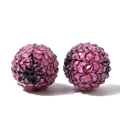 Ярко-Розовый Непрозрачные акриловые и прозрачные смоляные бусины из страз, круглый с узором паука, ярко-розовый, 20x18.5 мм, отверстие : 2.5 мм