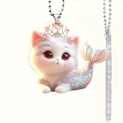 Русалка Акриловые подвесные украшения, для внутреннего зеркала заднего вида автомобиля подвесной орнамент, русалка кошка, 80 мм