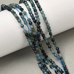 Турмалин Бусины из натурального голубого турмалина, круглые, граненые, 2~2.5 мм, отверстие : 0.5 мм, около 83~90 шт / нитка, 7.68'' (19.5 см)