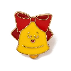 Christmas Bell Рождественские эмалевые булавки, булавки для лацканов из сплава для одежды рюкзака, Рождественский колокольчик, 22x20 мм