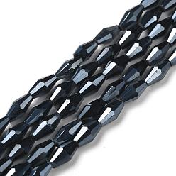 Полуночно-синий Непрозрачное стекло бисер нитей, граненые, двухконусные, темно-синий, 8x4 мм, отверстие : 0.8 мм, около 62~65 шт / нитка, 20.47"~21.25" (52~54 см)