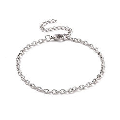 Нержавеющая Сталь Цвет Не тускнеет 304 браслет-цепочка из нержавеющей стали для мужчин и женщин, цвет нержавеющей стали, 7-1/8 дюйм (18 см), ссылка: 4x3x0.9 mm