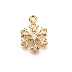 Прозрачный Латунные микро проложить кубического циркония прелести, снежинка, долговечный, без никеля , реальный 18 k позолоченный, прозрачные, 13.5x9.5x2.5 мм, отверстие : 1.2 мм