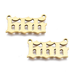 Number 201 eslabones colgantes de acero inoxidable, Corte con laser, dorado, num. 6, 11.5x22x1 mm, agujero: 1.4 mm