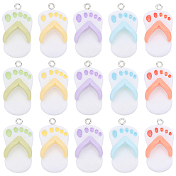 (52) Непрозрачная лаванда 20 шт 5 цвета подвески из непрозрачной смолы, вьетнамки прелести, с платиновыми железными петлями, разноцветные, 31.5x16.5x10.5 мм, отверстие : 2 мм, 4 шт / цвет