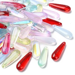 (52) Непрозрачная лаванда 100 шт. стеклянные подвески-капли, разноцветные, 22x7.5x5 мм, отверстие : 1.2 мм