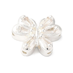 Посеребрённый Латунные микропаве из прозрачного кубического циркония, без кадмия, без никеля и без свинца, бабочка, 925 серебро покрытием, 10x13x5 мм, отверстие : 1.6 мм