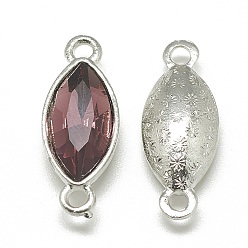 Темно-Красный Соединители звеньев сплава стекла, граненые, лошадиный глаз , платина, темно-красный, 23x9x5 мм, отверстие : 1.5 мм