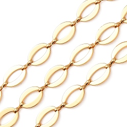 Golden 304 Stainless Steel Oval Link Chains, Unwelded, with Spool, Golden, 10x3mm
