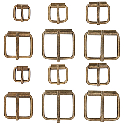 Bronze Antique 24 pièces 6 styles boucles à rouleau en alliage pour connecteur de sangle de sac, rectangle, bronze antique, 18.5~36x18.5~40x6~7mm