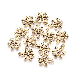 Antique Golden Tibetan Style Alloy Pendants, Cadmium Free & Nickel Free & Lead Free, Snowflake, for Christmas, Antique Golden, 21x16x2mm, Hole: 2mm