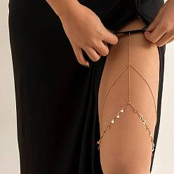 Золотой Цепь на бедро из сплава со звездчатой кисточкой, кружевная эластичная лента-цепочка для тела для женщин, золотые, 450~550 мм