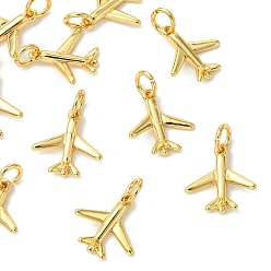 Golden SHEGRACE Brass Pendants, Airplane Charms, Cadmium Free & Lead Free & Nickel Free, Golden, 12.5x12.5x2mm, Hole: 3.5mm