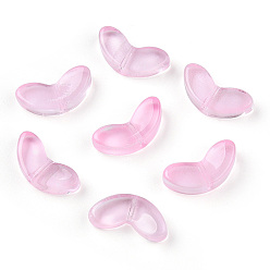 Pink Spray Painted Transparent Glass Beads, Leaf, Pink, 6.5x14x4.5mm, Hole: 1mm