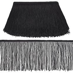 Schwarz 10 Yards Polyester-Quasten-Spitzenband, Spitzenbesatz mit Fransen, Makramee-Spitzenband, Schwarz, 5-7/8 Zoll (150 mm)