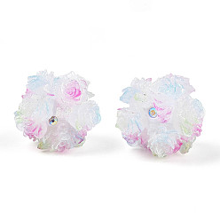 лаванда Бусины из полимерной глины со стразами и рельефными смоляными розами, для телефонных цепей, кукольные брелоки и украшения для сумок, лаванда, 22~26 мм, отверстие : 2~2.5 мм