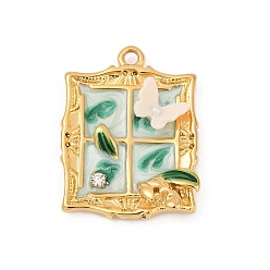 Rectangle 304 подвески из нержавеющей стали, с эмалью, находка смолы и стразов, ионное покрытие (ip), реальный 18 k позолоченный, бабочка, прямоугольные, 26x20x5 мм, отверстие : 1.8 мм