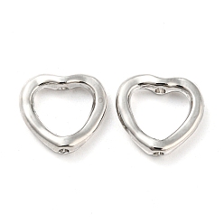 Platinum Rack Plating Alloy Bead Frame, Lead Free & Cadmium Free & Nickel Free, Heart, Platinum, 13.5x14x3.5mm, Hole: 1.6mm