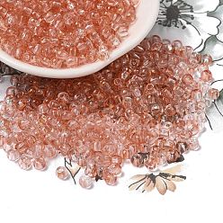 Темно-Оранжевый Прозрачные цвета стеклянные круглые бусины, с блеском порошок, круглое отверстие, темно-оранжевый, 4x3 мм, отверстие : 1.4 мм, Около 4500 шт / фунт