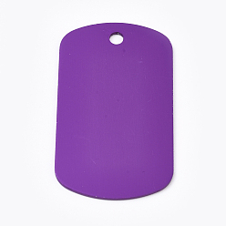 Фиолетовый Алюминиевые подвески, пустые теги, прямоугольные, фиолетовые, 50x29x1 мм, отверстие : 3.5 мм