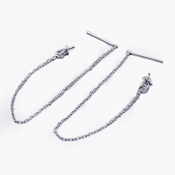 Серебро 925 выводы крючков серебристого серебра, с печатью 925, с коробчатой цепочкой и булавкой для жемчуга, серебряные, 99x0.8 мм, штифты : 0.8 мм, лоток : 3 мм