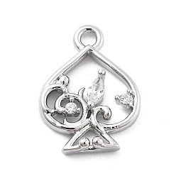 Другие Латунные микро проложить кубического циркония подвески, сердце персика, 12.5x9.5x2.5 мм, отверстие : 1.2 мм