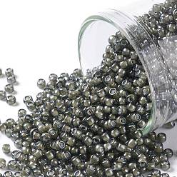 (371) Inside Color Black Diamond/White Lined Toho runde Rocailles, japanische Rocailles, (371) Innenfarbe schwarzer Diamant / weiß gefüttert, 11/0, 2.2 mm, Bohrung: 0.8 mm, über 1110pcs / Flasche, 10 g / Flasche