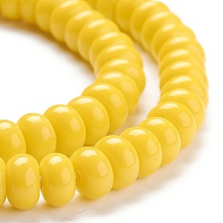 Gold K9 Glass Beads Strands, Imitation Jade Glass Beads, Rondelle, Gold, 8~8.5x4.5~5mm, Hole: 1.4mm, about 84pcs/Strand, 15.87 inch(40.3cm)
