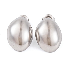 Нержавеющая Сталь Цвет Не тускнеющие 304 серьги-гвоздики из нержавеющей стали для женщин, овальные, цвет нержавеющей стали, 18x13.5 мм