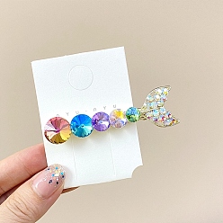 Разноцветный Заколки для волос из сплава кожи аллигатора для женщин и девочек, с k 9 стеклом, рыбий хвост, красочный, 65x20 мм