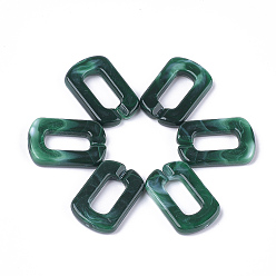 Dark Green Acrylic Linking Rings, Quick Link Connectors, For Jewelry Chains Making, Imitation Gemstone Style, Oval, Dark Green, 30.5x20x5mm, Hole: 17.5x8mm, about: 220pcs/500g