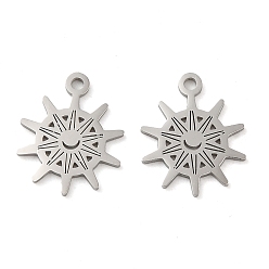 Stainless Steel Color Non-Tarnish 304 Stainless Steel Charms, Laser Cut, Sun Charm, Stainless Steel Color, 15x12x1mm, Hole: 1.4mm