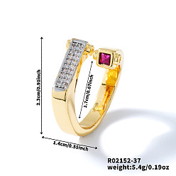 Золотой & Серебряный Геометрические латунные микропаве кубические цирконии манжеты открытые кольца для женщин, золотой и серебряный, 23x14 мм, внутренний диаметр: 17 мм