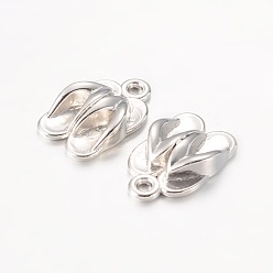 Platinum CCB Plastic Pendants, Shoes, Slipper, Platinum, 20x13x5mm, Hole: 2mm