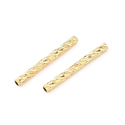 Real 18K Gold Plated SHEGRACE Brass Beads, Textured Tube Beads, Cadmium Free & Nickel Free & Lead Free, Real 18K Gold Plated, 15x1.5mm, Hole: 1mm