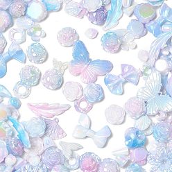 Лиловый Радужное переливчатое покрытие акриловыми бусинами, жемчужные, разнообразные, сирень, 10~40x11~42x4~11 мм, отверстие : 1.7 мм