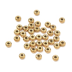 Echt 18 k vergoldet 304 Edelstahlkugeln, Flachrund, Poliert, Ionenbeschichtung (ip), echt 18 k vergoldet, 3x1 mm, Bohrung: 1.5 mm, ca. 58 Stk. / Beutel