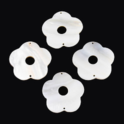 Морская Ракушка Подвески из натуральной пресноводной раковины, цветок ссылки, цвет морской раковины, 50~51x50~52x4~6 мм, отверстие : 1.8~2 мм