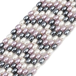 (52) Непрозрачная лаванда Гальванические оболочки жемчужные бусы пряди, рис, разноцветные, 4x3 мм, отверстие : 0.9 мм, около 90 шт / нитка, 15.94'' (40.5 см)