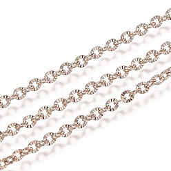 Розовое Золото Ионное покрытие (ip) 304 кабельные цепи из нержавеющей стали, с катушкой, пайки, , розовое золото , ссылка: 3.1x2.8x0.5 mm, около 32.8 футов (10 м) / рулон