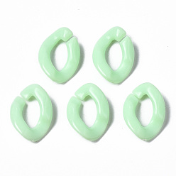 Бледно-Зеленый Непрозрачные акриловые соединительные кольца, разъемы для быстрой связи, для изготовления бордюрных цепей, овальные, бледно-зеленый, 16.5x11.5x3.5 мм, внутренний диаметр: 4.5x9 мм, Около 2250 шт / 500 г