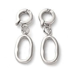 Платинированный Латунная обшивка стойки с застежками, овальные, Реальная платина, 26 мм, овальный : 16.5x9x2 mm, кольцевая застежка: 11x8.5x3мм, отверстие : 5 мм