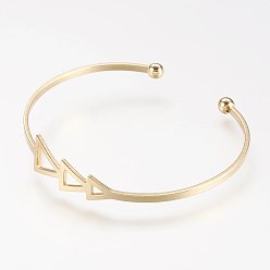 Real 18K Gold Plated Brass Cuff Bangle, Real 18K Gold Plated, 2 inchx2-1/4 inch(50x57mm)