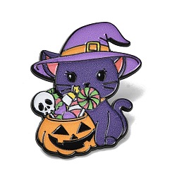 Cat Shape Эмалевые значки на Хэллоуин, булавки для лацканов из сплава для одежды рюкзака, форма кошки, 39x31 мм