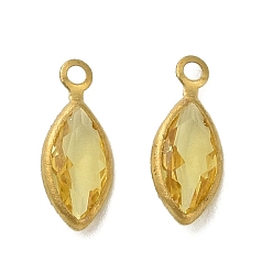 Золотистый Латунь прелести, лошадиный глаз , с k 9 стеклом, граненые, золотые, 11.5x4.5x2.3 мм, отверстие : 1.2 мм