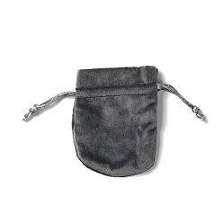 Gris Bolsas de almacenamiento de terciopelo, bolsa de embalaje de bolsas con cordón, oval, gris, 10x8 cm
